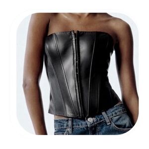 Black Leather Corset Top